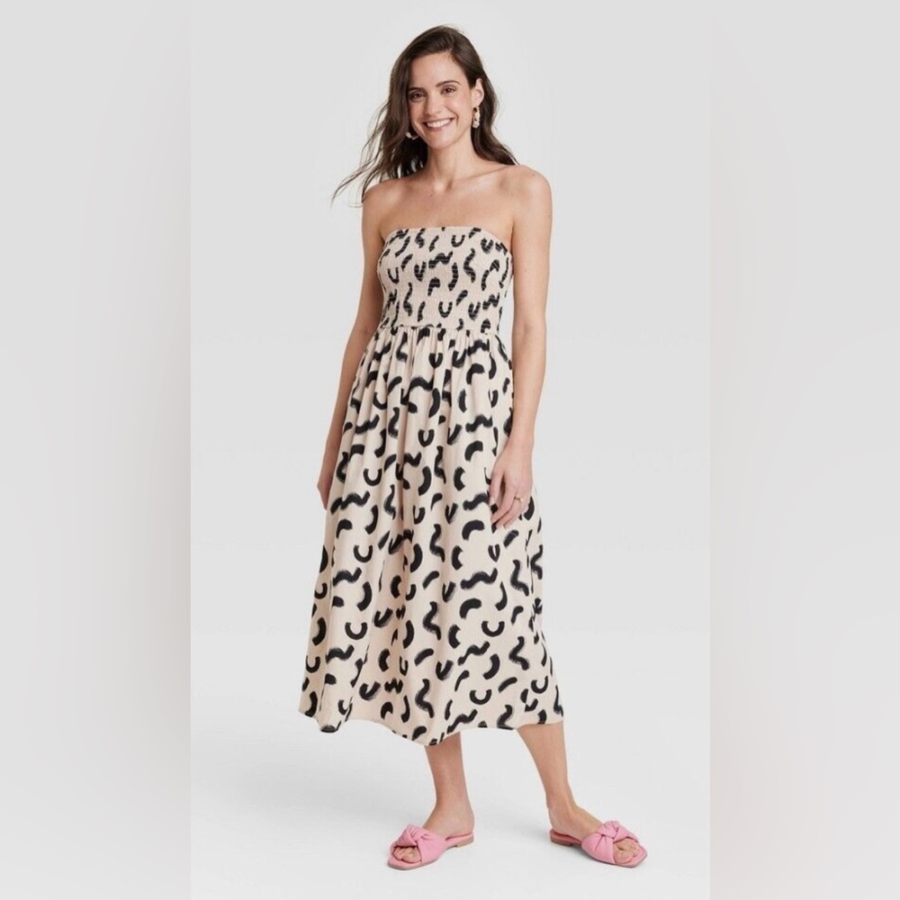 Strapless Black and Cream Dress